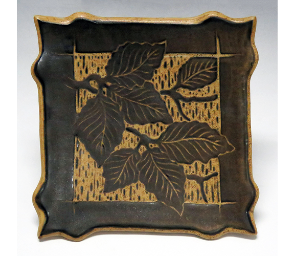 Square Brown Leaf Tray by Richard & Susan Roth